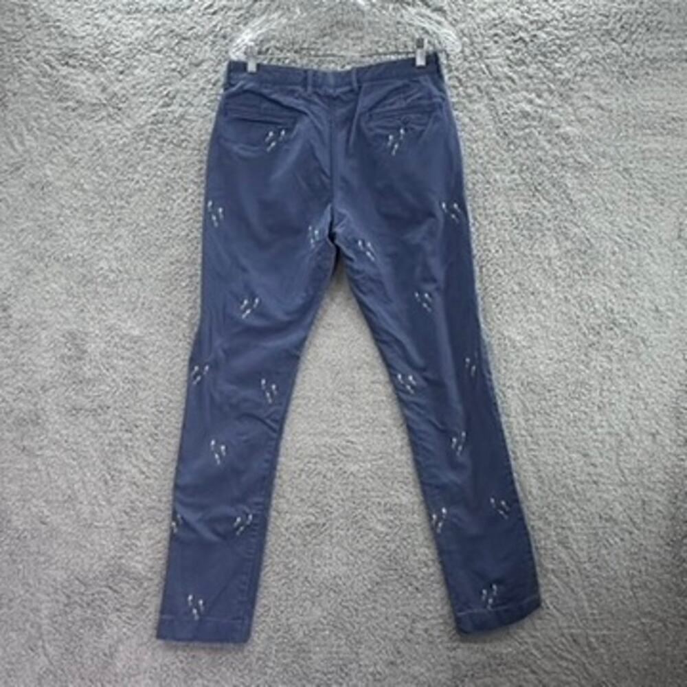 J. Crew Men's 30 x 34 Chinos Blue Straight Leg Embroidered Scuba Divers Vacation - Picture 11 of 12